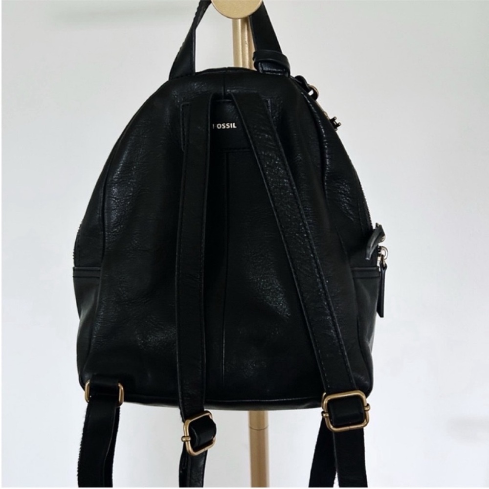 Fossil Black Leather Small Backpack - Euc - image 4
